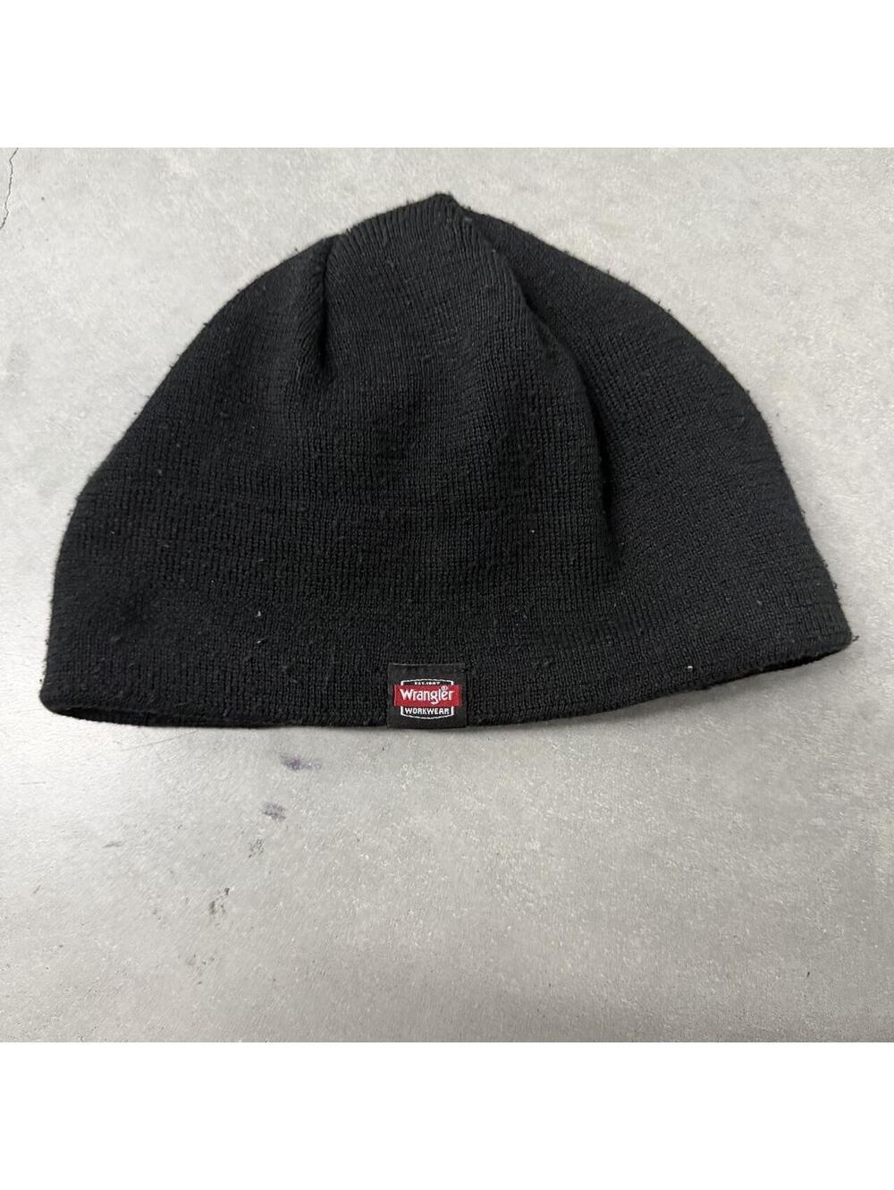 Y2K Plain Black Wrangler Workwear Beanie Adult One Sized